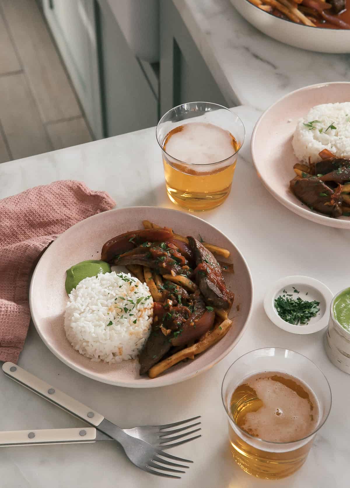 Lomo Saltado in bowls. 