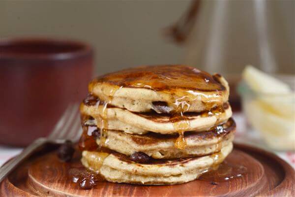 rye chocolate and orange silver dollar pancakes