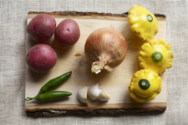 Ingredients on a cutting board. 