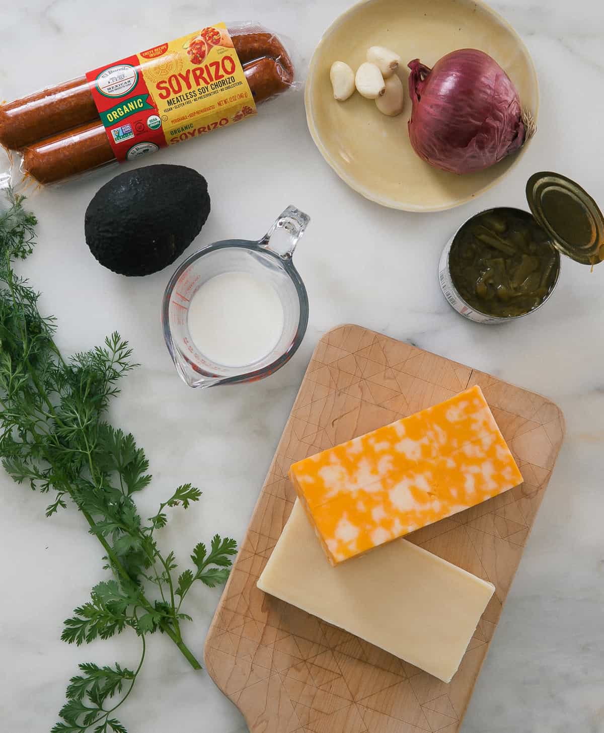 ingredients: cheese, chiles, red onions and cilantro