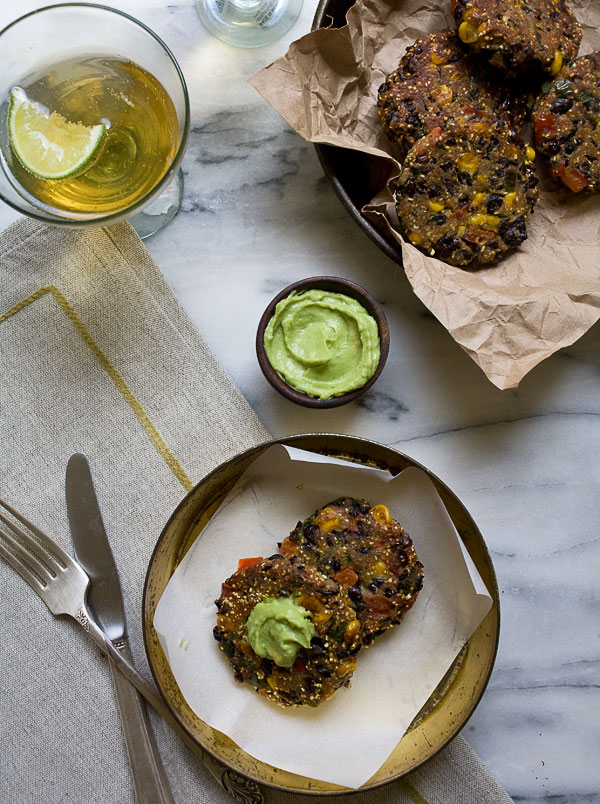 Spicy Black Bean Cakes with Avocado Butter