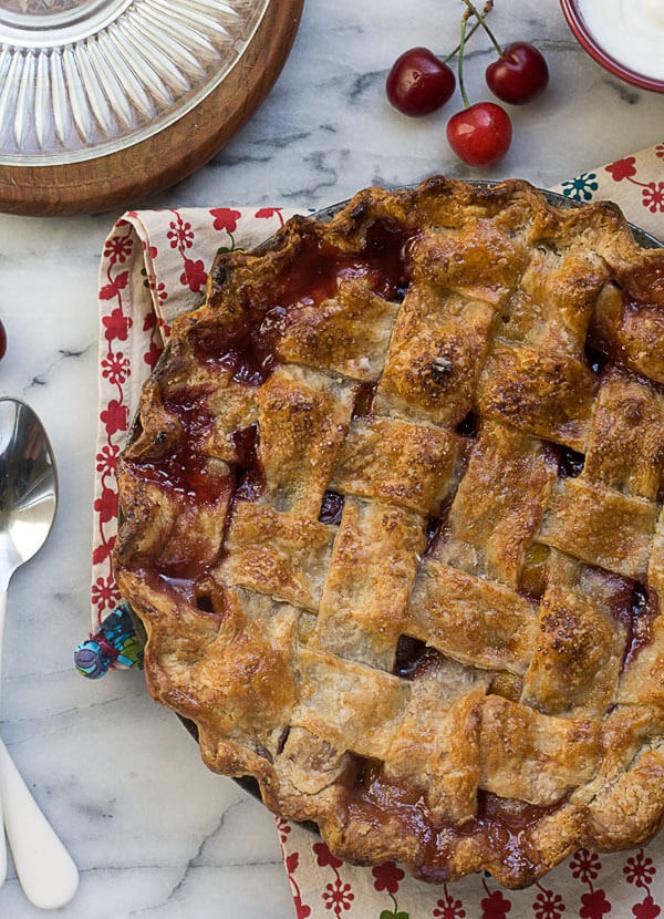 sweet cherry pie with a rye pie crust