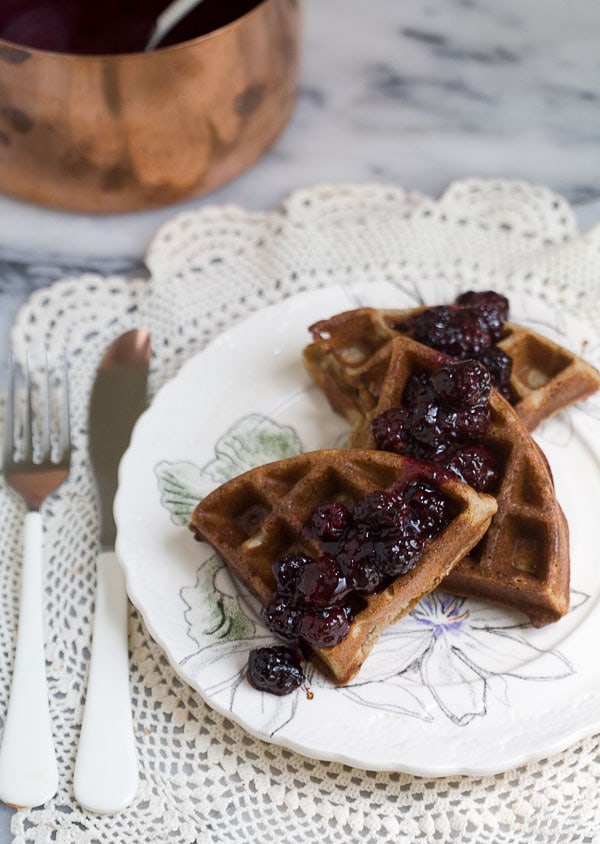 Rye Waffles with Blackberry Compote // www.acozykitchen.com
