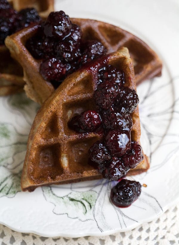 Rye Waffles with Blackberry Compote // www.acozykitchen.com