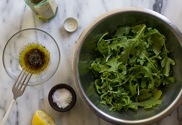 Dinner for One: Grilled Fig and Peach Arugula Salad with Ricotta Salata and Prosciutto // www.acozykitchen.com