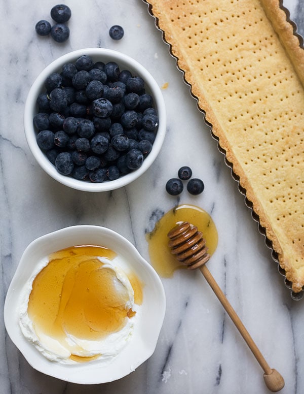 Lebneh Honey  Blueberry Tart with an Almond Cardamom Crust // www.acozykitchen.com
