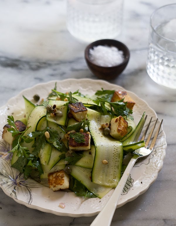 Zucchini Ribbon Haloumi Salad // www.acozykitchen.com