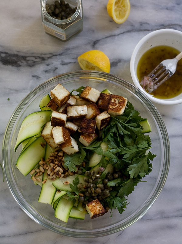 Zucchini Ribbon Haloumi Salad // www.acozykitchen.com