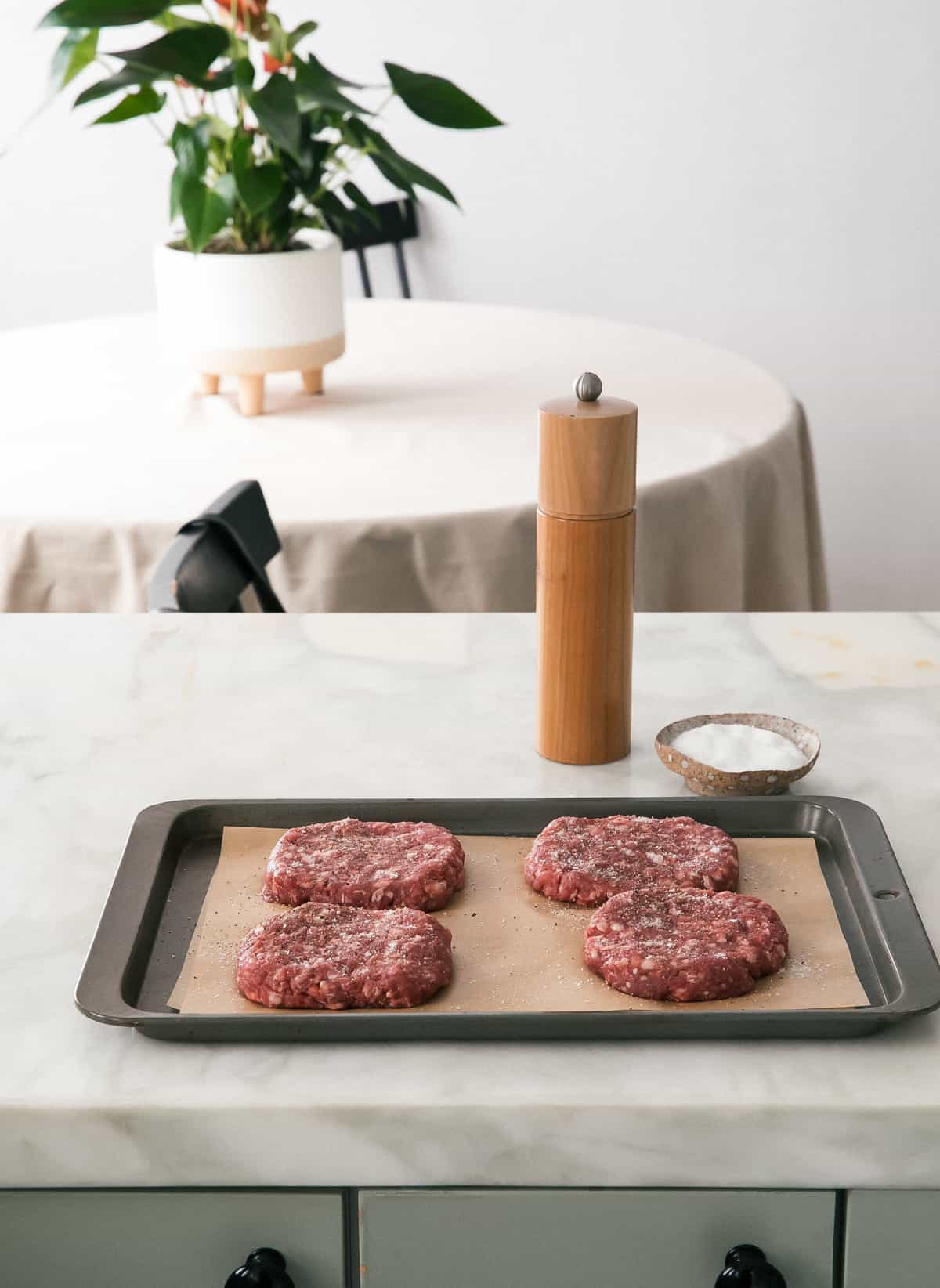 Patties on a baking sheet