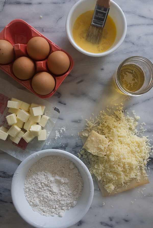 Ingredients for French Gougeres. 