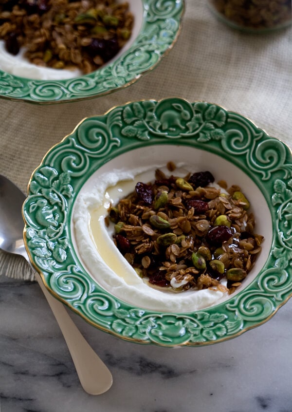 Rye Granola with Sour Cherries and Pistachios // www.acozykitchen.com