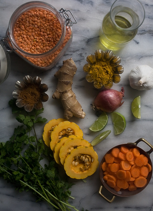 Curried Lentil Soup with Golden Raisins and Delicata Squash // www.acozykitchen.com