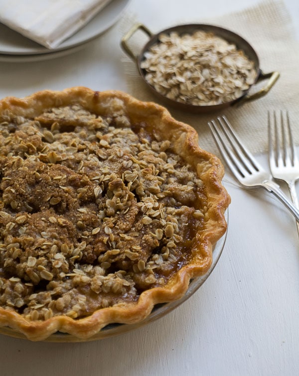 Caramel Pear Pie with Oat Crumble // www.acozykitchen.com