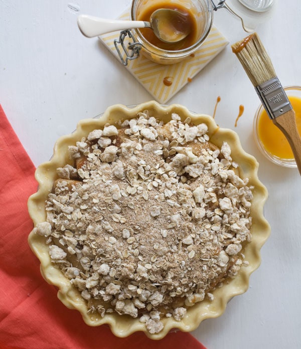 Caramel Pear Pie with Oat Crumble // www.acozykitchen.com