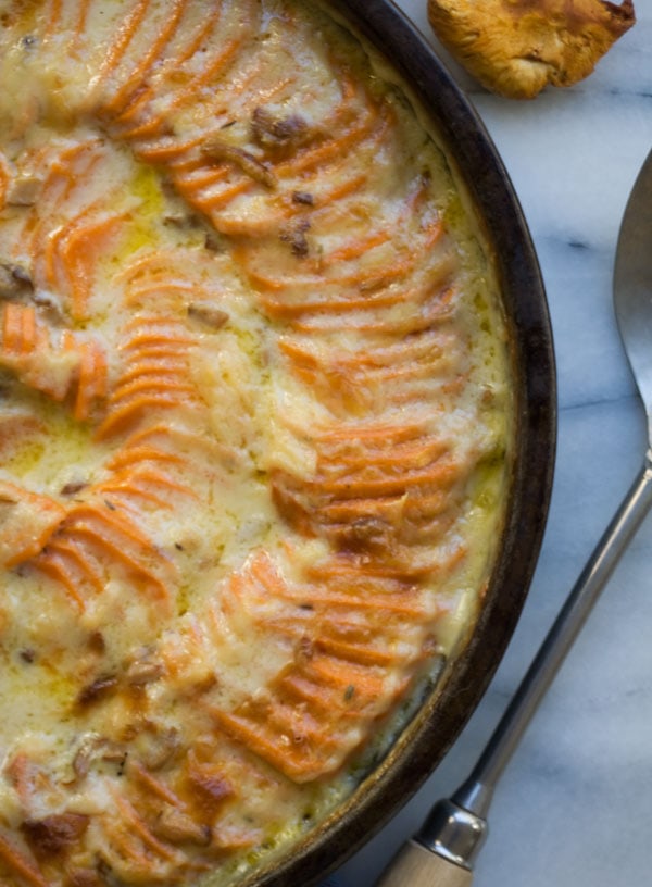 Sweet Potato Gratin with Chantrelles and Comte // www.acozykitchen.com