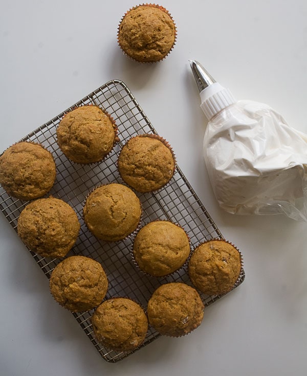 Sweet Potato Muffins with Marshmallow Frosting // www.acozykitchen.com 
