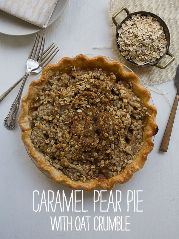 Caramel Pear Pie with Oat Crumble // www.acozykitchen.com