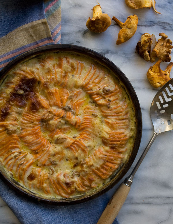 Sweet Potato Gratin with Chantrelles and Comte // www.acozykitchen.com