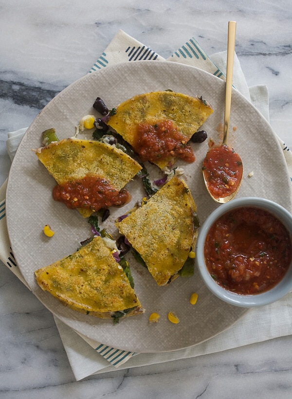 kale and blistered pepper quesadilla