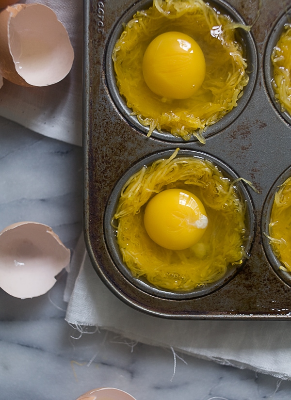 Spaghetti Squash Egg Baskets // www.acozykitchen.com