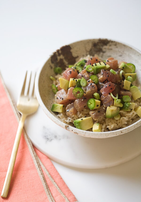 Poke Avocado Bowl|www.acozykitchen.com