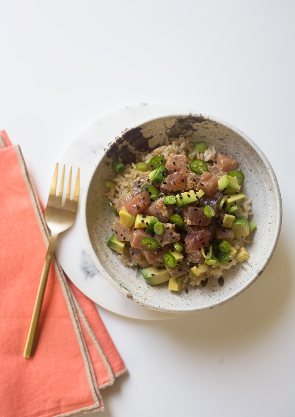 Poke Avocado Bowl|www.acozykitchen.com