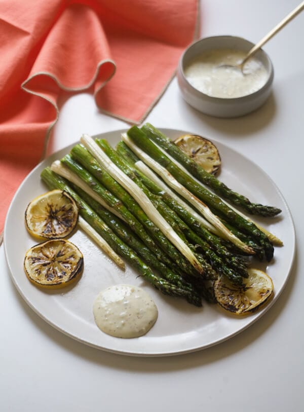 roasted asparagus with hazelnut mayonnaise