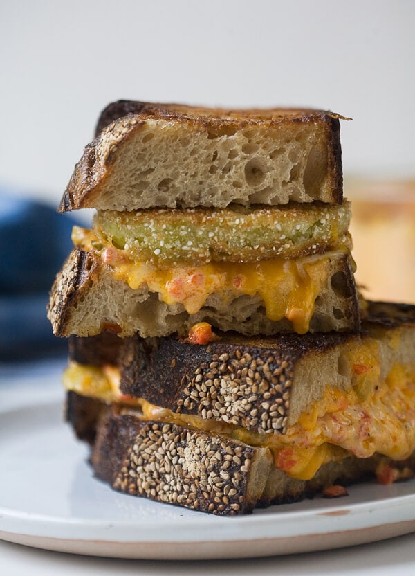 Fried Green Tomato Grilled Cheese // www.acozykitchen.com