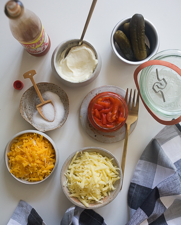 Ingredients for Pimento Cheese. 