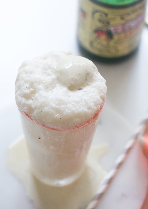 Peach Lambic Float with Whiskey Ice Cream | www.acozykitchen.com