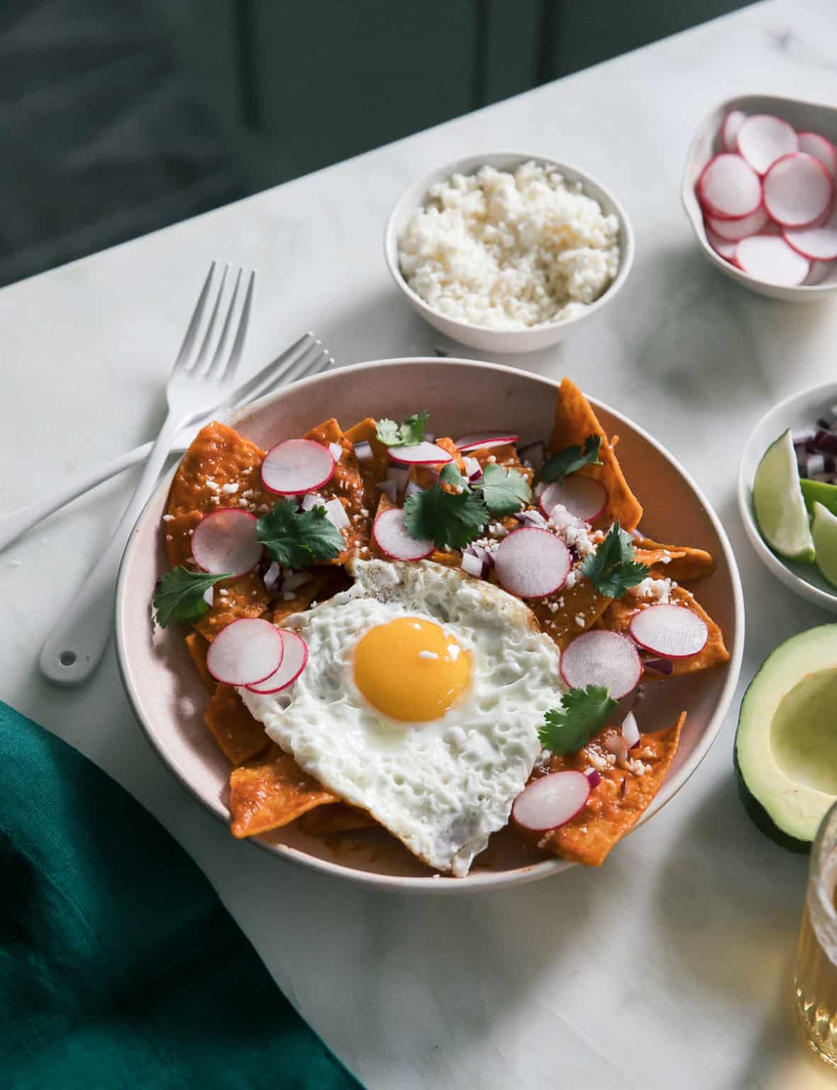 Chilaquiles with Fried Eggs Recipe (Roja) A Cozy Kitchen