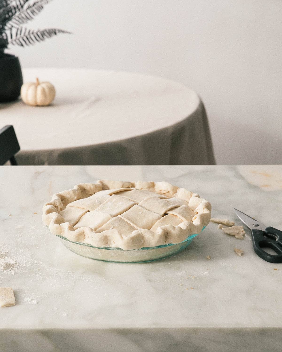 Crimped edges of pie crust. 