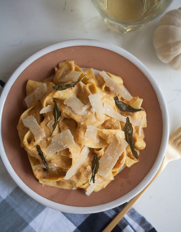 Pumpkin Sage Alfredo Pappardelle with Brown Butter | www.acozykitchen.com