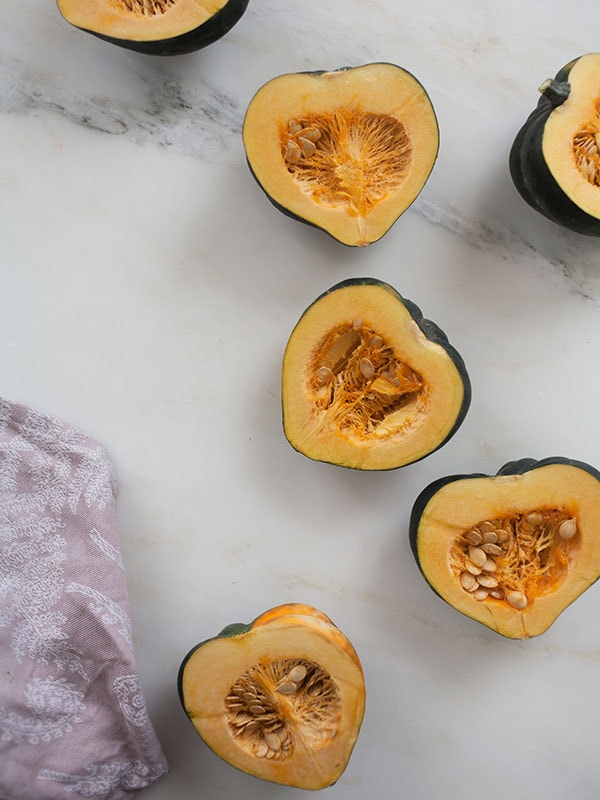 Twice-Baked Acorn Squash topped w/Maple Butter and Pecans | www.acozykitchen.com