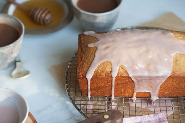 Vanilla Bean Pound Cake with Pomegranate Glaze | www.acozykitchen.com