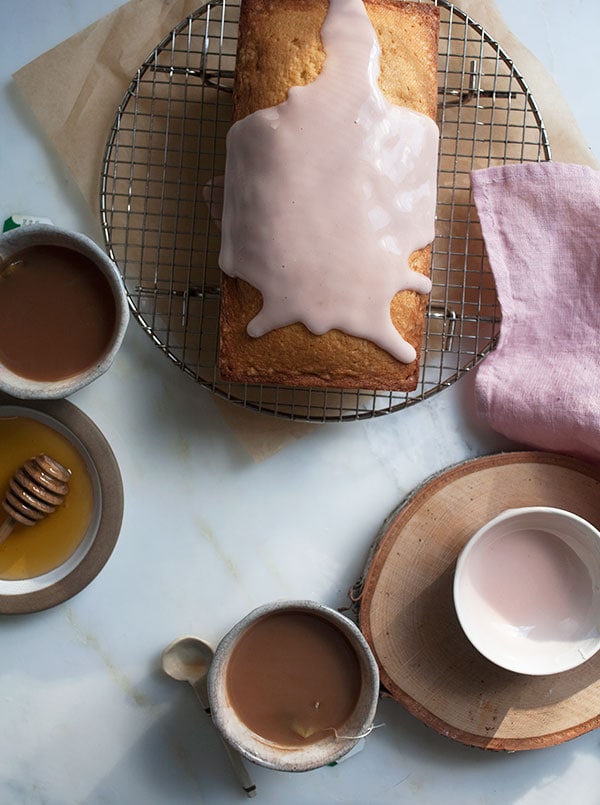 Vanilla Bean Pound Cake with Pomegranate Glaze | www.acozykitchen.com