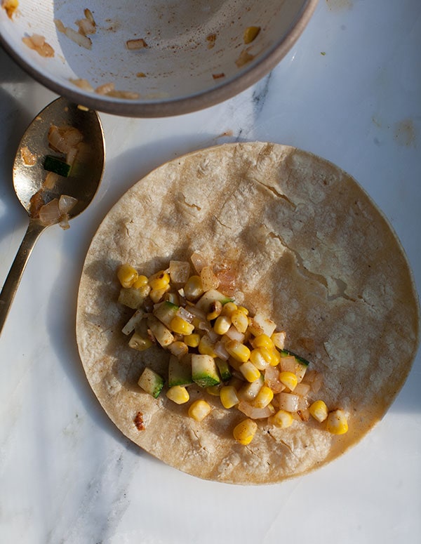 Enfrijoladas w/ Zucchini and Corn // www.acozykitchen.com