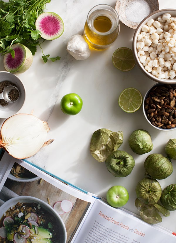 Ingredients for Pozole Verde. 