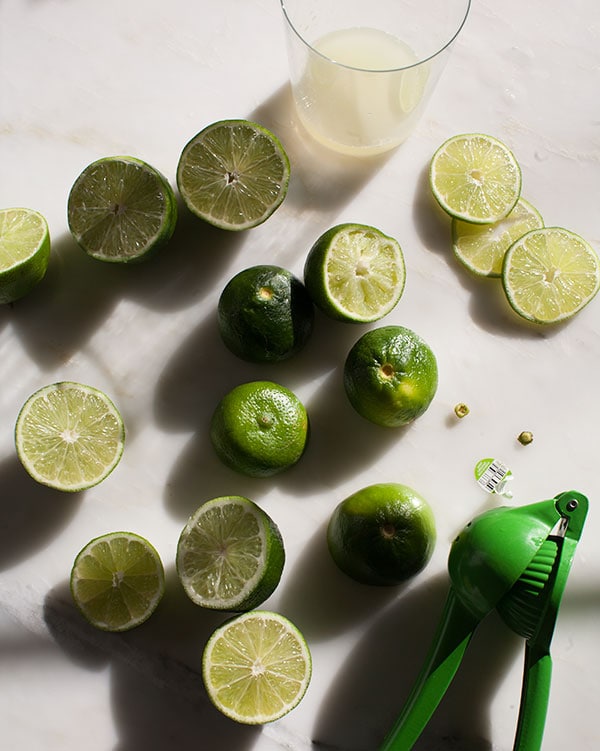 Limes on counter. 