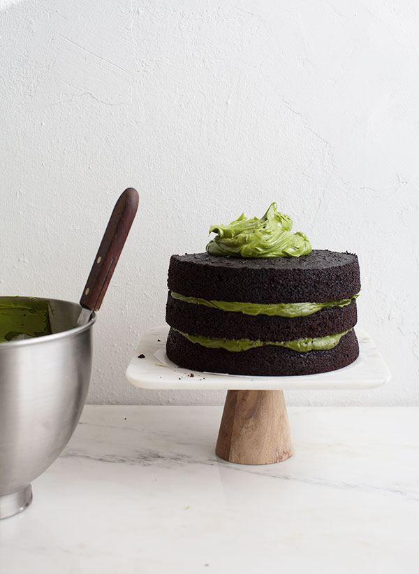 Triple-Layer Chocolate Matcha Cake | www.acozykitchen.com