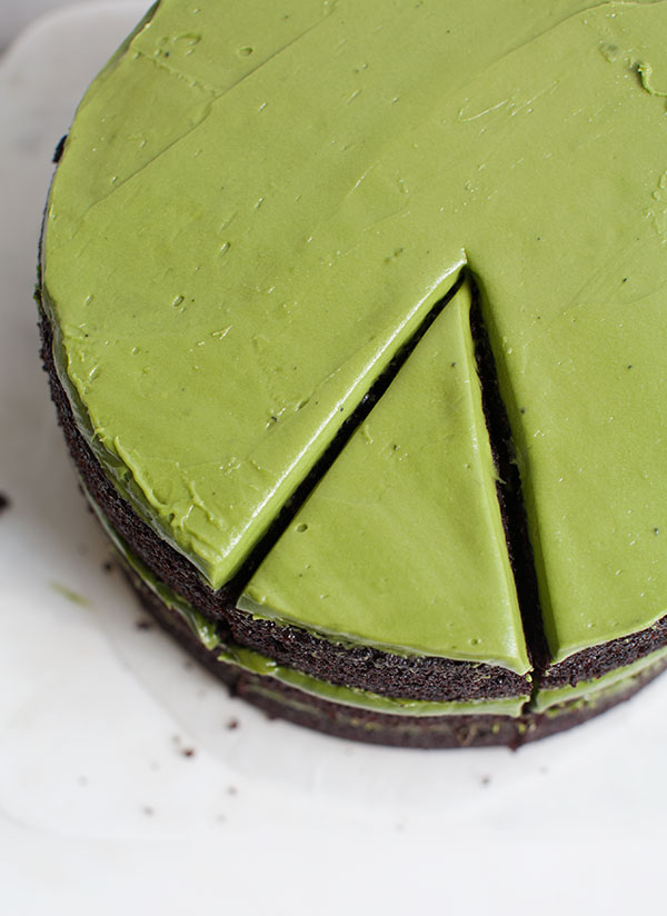 Triple-Layer Chocolate Matcha Cake | www.acozykitchen.com