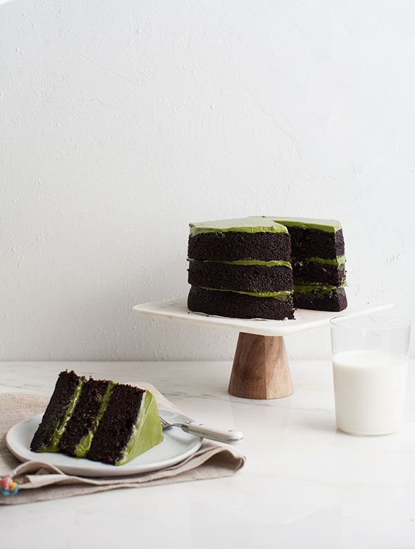 Triple-Layer Chocolate Matcha Cake | www.acozykitchen.com