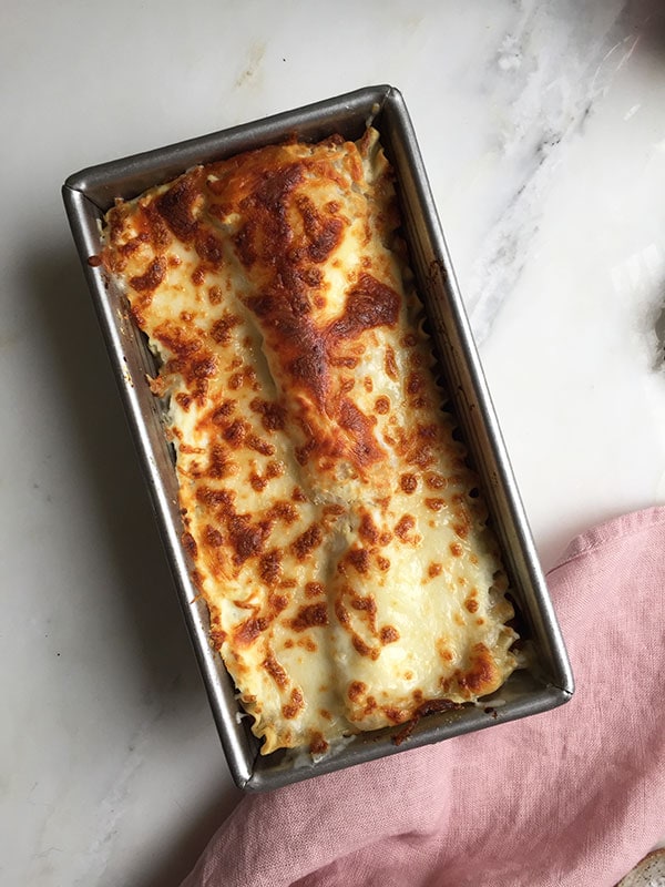 Lasagna for Two just came out from the broiler. 