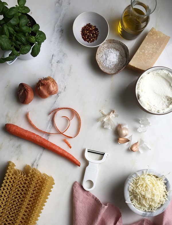 Ingredients for Lasagna for Two. 