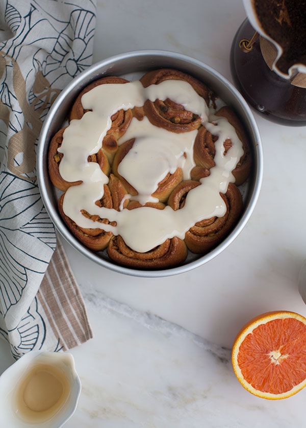 Orange Cardamom Sweet Rolls with Pistachios 