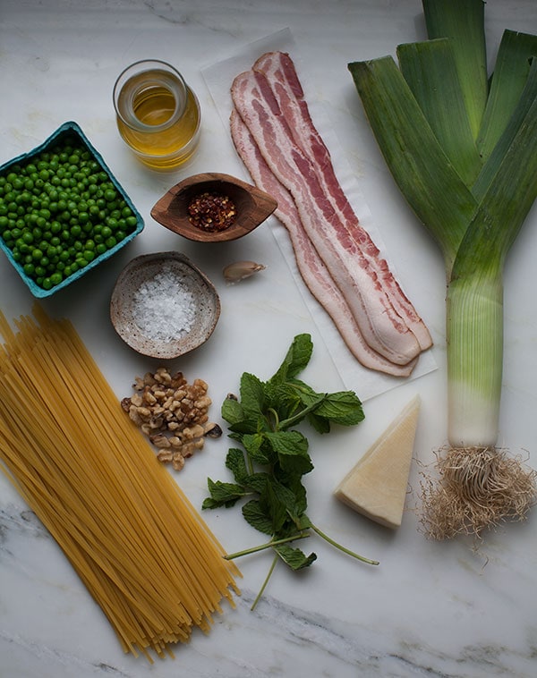 Spring Pea Pesto with Bacon and Leeks 