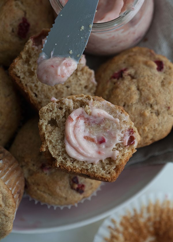 Spelt Strawberry Muffins w/ Rhubarb Butter