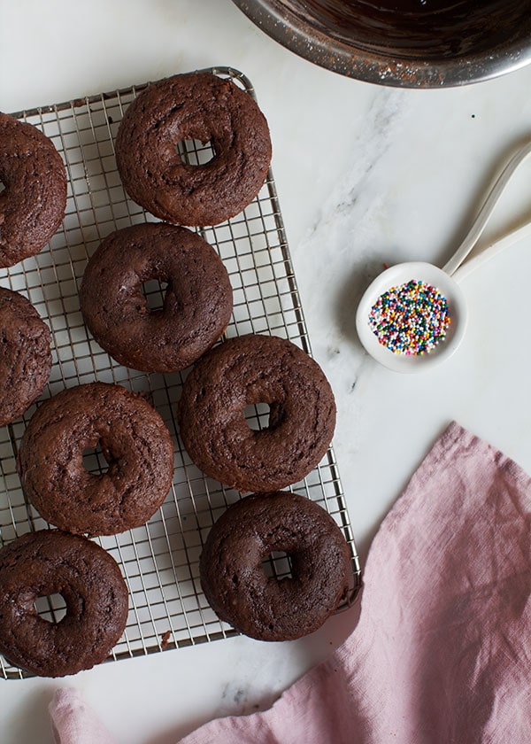 Baked Double Chocolate Cake Doughnuts