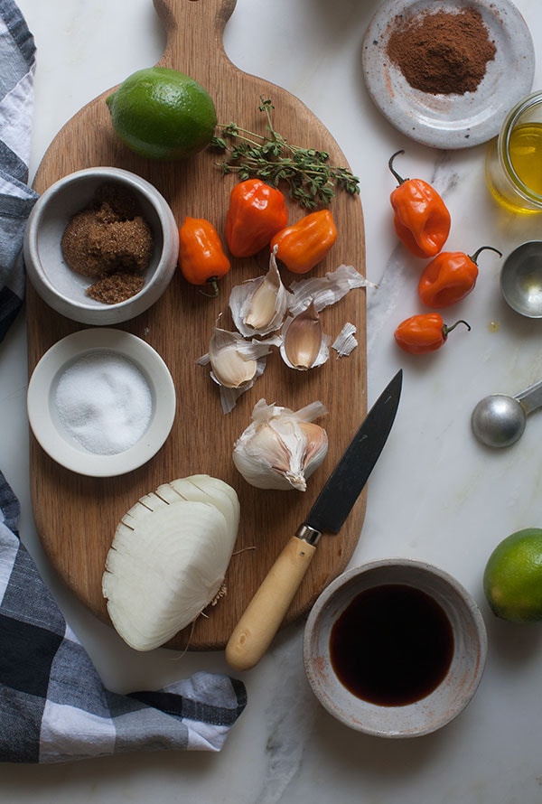 Ingredients for Jerk Chicken. 