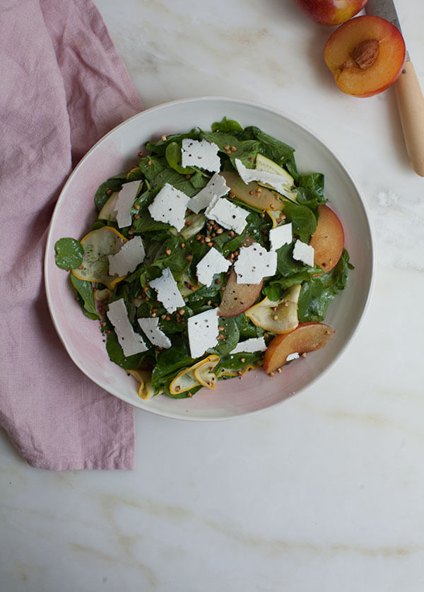 Plum Watercress Salad with Ricotta Salata 